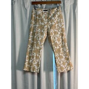 Ann Taylor Floral Capri Pants in Cream and Tan